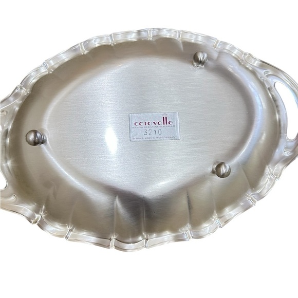 New Vtg 70’s Caravelle silverplate ruffle oval Serving Tray handles Germany - Picture 6 of 9